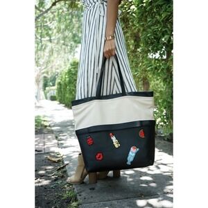 Thale Blanc Convertible Tote In Black & Beige Brand New